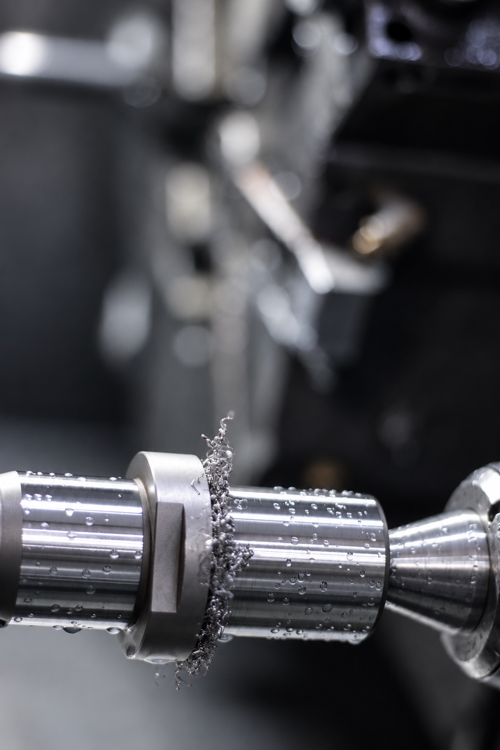 Custom precision shaft being machined